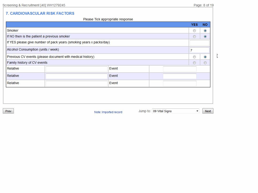 Routine care data entry